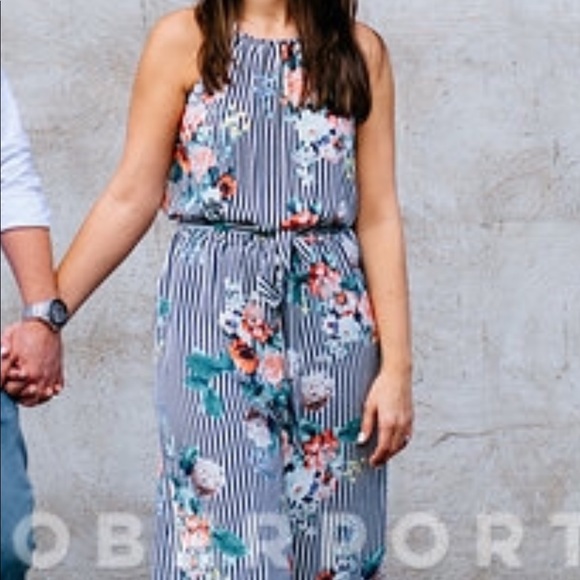 Pants - Floral stripped jumpsuit